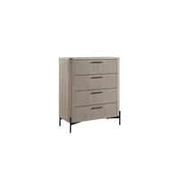 NFusion Jaxton 4-Drawer Chest with Reeded Fronts & Metal Base