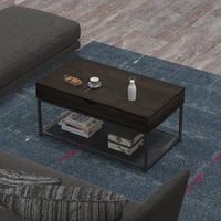 17 Stories Lift Top Coffee Table 39" With Storage Rustic Shelf Industrial For Living Room(Acorn)