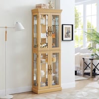 Red Barrel Studio® Lighted Glass Curio Display Cabinet