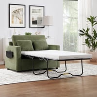 HEIMAO Twin Size Sofa Bed 47.2" Sleeper Sofa Loveseat Sofa With A Foldable Mattress, A Foldable Side Table, A Side Storage Pocket And Two USB Ports For Livin