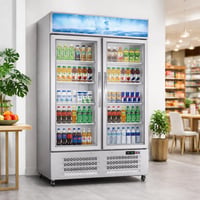 GarveeHome Commercial Refrigerators, 26.8 Cu.Ft Beverage Cooler, Glass Door Display, LED Light Adjustable Shelves Drink Cooler for Restaurant Grocery Store Home