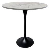 George Oliver Heatherton Modern Bar Height Dining Table with Resin Top and Black Steel Pedestal Base Kitchen Table Seats 2-6 Person