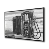 Begin Edition International Inc. Old Gas Pump - White Still Life Framed Canvas for Home Decor