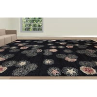 Bokara Rug Co., Inc. Dharma Handwoven Wool/Silk Floral Area Rug in Black/Orange