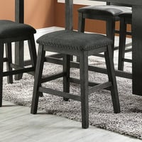 Ophelia & Co. 2pcs Linen Padded Counter Stools In Dark Gray Shade, Nailhead Trim, 200 Lbs Weight Capacity, Assembly Required, Solid Wood Grey Linen Stool (2 Pieces)