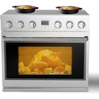gaomon Electric Range Oven with 6 Heating Elements Cooktop, 6 Functions Convection Electric Oven, 6 Cu.Ft Capacity, Stainless Steel, Clock, Smooth Glass Top