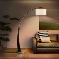 Nova of California Plimpton 76" 1 Light Arc Floor Lamp - Espresso Wood & Brushed Nickel, Metal base