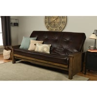 The Twillery Co.® Stratford Queen 87" Wide Faux Leather Tufted Back Futon and Mattress