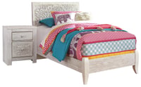 Ashley Paxberry Twin Panel Bed with Nightstand, Whitewash