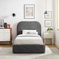 Ashley Keynote Upholstered Fabric Curved Twin Platform Bed, Slate