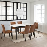 Ashley Armen Living Giana and Kash Extendable Dining Table 6 Chairs, Brown