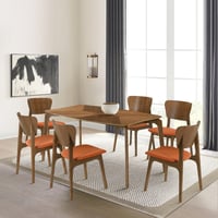 Ashley Armen Living Kalia Dining Table and 6 Chairs, Coral/Brown