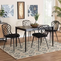 Ashley Bali & Pari Sabelle Dining Table and 4 Openwork Backrests Chairs, Black