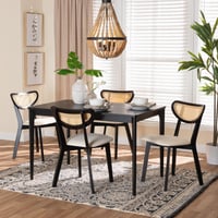 Ashley Baxton Studio Dannell Dining Table and 4 Crescent backrest Chairs, Cream/Black