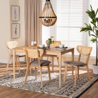 Ashley Baxton Studio Dannell Dining Table and 4 Crescent backrest Chairs, Gray/Natural Oak