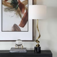 Ashley Uttermost Spiraling Cordless Table Lamp, Black