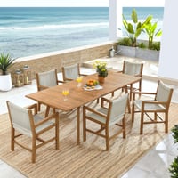 Ashley Modway Vienna Outdoor Dining Table and 6 Armchairs, Natural