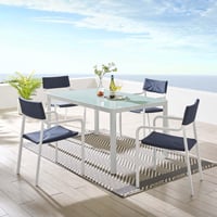 Ashley Modway Raleigh Outdoor Dining Table and 4 Chairs, White/Navy