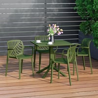Ashley Westin Furniture Frond & Form Outdoor Square Perforated Table and 4 Chairs, Olive Green