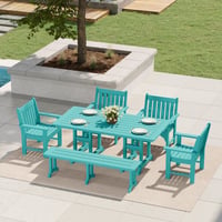 Ashley Westin Furniture Laguna Outdoor Dining Table and 4 Arm Chairs Bench, Turquoise