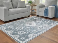 Ashley Avanworths Washable 7'10" x 10' Area Rug, Blue/Gray/Ivory