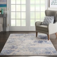 Ashley Nourison Silky Textures 5'3" x 7'3" Blue/Cream Modern Indoor Rug
