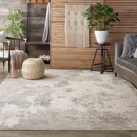 Ashley Nourison Silky Textures 7'10" x 10'6" Ivory/Grey Modern Indoor Rug, Ivory/Gray