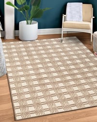 Ashley Terra by Obeetee Stripe 7'10" x 9'9" Area Rug, Beige/Tan