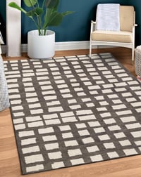 Ashley Terra by Obeetee Rudy 7'10" x 9'9" Area Rug, Charcoal/Beige