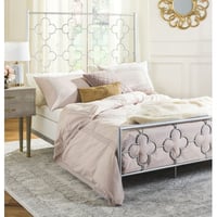 SAFAVIEH Morris Geometric Glam Lattice Metal Headboard Queen Antique Silver
