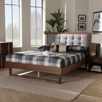 Wholesale Interiors Baxton Studio Viviana Modern and Contemporary Light Grey Fabric Upholstered and Ash Walnut Finished Wood King Size Platform Bed