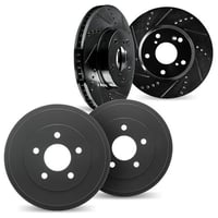 Dynamic Friction Company Front Brake Rotors Drilled and Slotted Black includes Brake Drums - 8004-54090