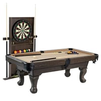 7.5 ft Billiard Pool Table with Cue Rack Dartboard and Game Accessories Tan by Barrington Billiards