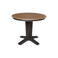 International Concepts 36 Solid Wood Round Top Pedestal Dining Table in Hickory/Washed Coal