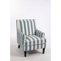 DIANJIE Upholstered Accent Chair Vintage Armchair with Blue White Striped en Fabric and Nailhead Trim for Living Room