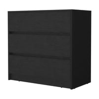 HomeRoots 33  Black Manufactured Wood Three Drawer No Handles Dresser
