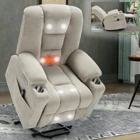 Leumius Large Power Lift Recliner Chair for Elderly Heavy Duty Recliners with Vibration Massage and Lumbar Heating Single Sofa with USB and Type C Ports 2 Steel Cup Holders Beige