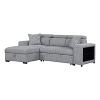 Leovanni Furniture of America Nuesi Fabric Sleeper Sectional with Left Chaise in Gray