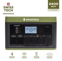 Swiss Tech Portable Power Station 2400W 2060Wh Solar Generator for Camping and Emergency Backup