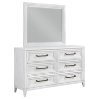 Coaster Fine Furniture Marielle 6-drawer Dresser with Mirror Distressed White