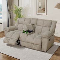 Aukfa 3-Piece Recliner Sofa Set - 77  Loveseat Recliner w/ Cupholder&Console for Living Room  Beige