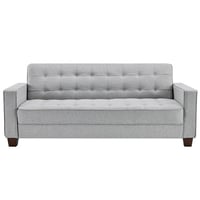 Home Meridian Godwin Button Tufted Upholstered Living Room Sofa in Light Gray Linen