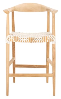 SAFAVIEH Bandelier Coastal Counter Stool Natural/White (24.4 in. W x 20 in. D x 41 in. H)