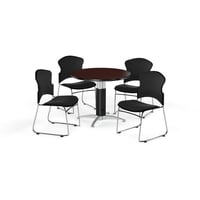 ofm pkg-brk-047-0012 breakroom package featuring 42 in. round mesh base multi-purpose table with four multi-use stack fabric seat & back chairs