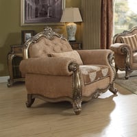 ACME Furniture ACME Ragenardus Fabric Upholstery Floral Chair in Vintage Oak