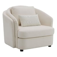 ACME Furniture ACME Mariko Wood & Linen Fabric Upholstered Chair with Pillow in Beige