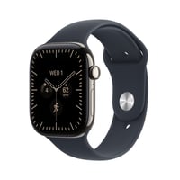 Apple Watch Series 12 GPS + Cellular 46mm Natural Titanium Case with Navy Blue Sport Band - S/M