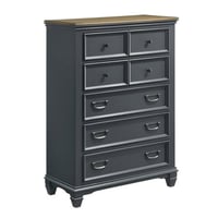 Roundhill Furniture Clelane Wood 5-Drawer Chest  Slate Blue