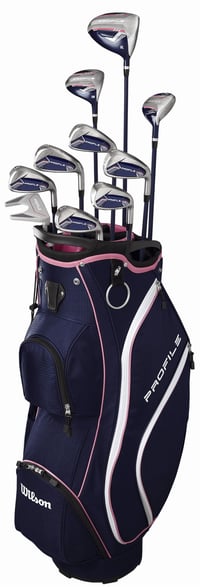 Wilson Women s Profile Golf Set with Cart Bag - Ladies Right Hand Navy/Pink/Silver
