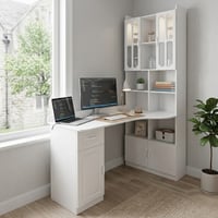 Wakefit L-Shaped Computer Desk with Hutch  Storage Cabinet & Drawers  Modern Office Desk Writing Table with Bookshelf  Computer Corner Table for Work  Study